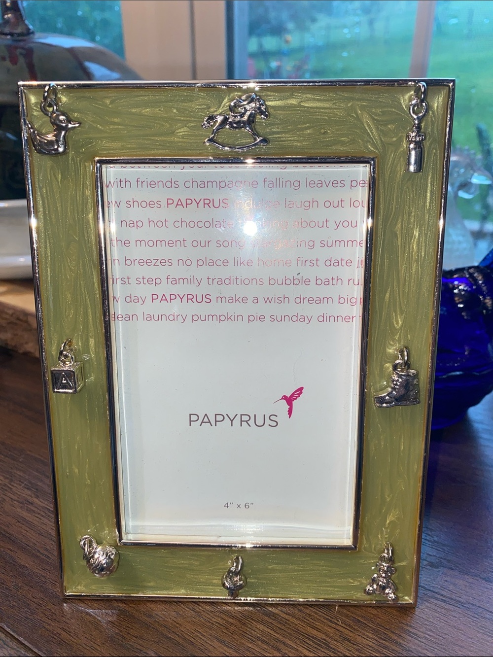 Papyrus Olive Green Frame with Silver Baby Charms